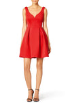 Curved V-neck Satin Red Homecoming Dresses 2020 Mini Gown