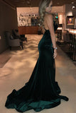 dark-green-velvet-formal-night-wear-gown-maxi-slit-side-1