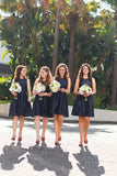 dark-navy-bridesmaid-dress-short-wedding-party-gown-simple