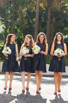 dark-navy-bridesmaid-dress-short-wedding-party-gown-simple