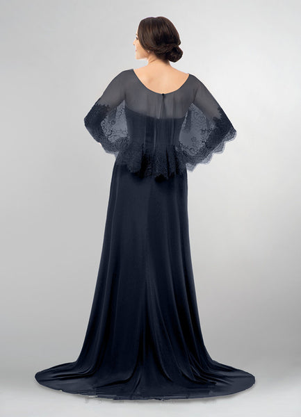 dark-navy-mothers-wedding-party-dresses-with-lace-cape-1