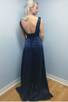 dark-navy-satin-evening-dresses-with-sheer-beaded-neckline-1