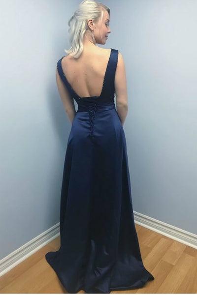 dark-navy-satin-evening-dresses-with-sheer-beaded-neckline-1