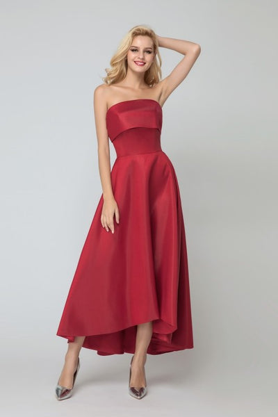 dark-red-satin-brides-maid-dresses-with-asymmetrical-hem-2