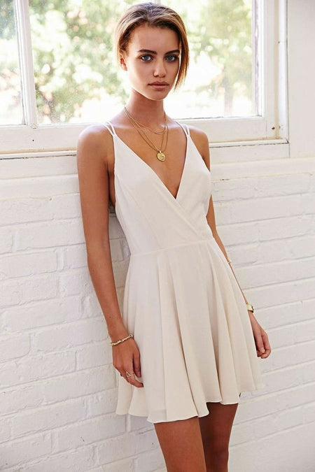 Rose Gold Sequin Short Bridesmaid Dress V-neckline