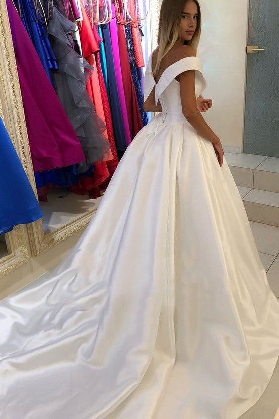 deep-v-neck-wedding-dresses-satin-ball-gown-1
