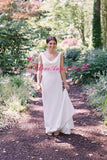 draped-neckline-slim-simple-outdoor-wedding-dress