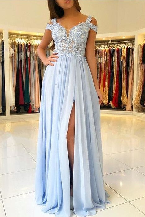 draped-off-the-shoulder-lace-prom-dresses-with-chiffon-skirt