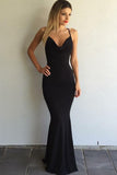 draped-v-neckline-mermaid-black-simple-prom-gown-with-x-back