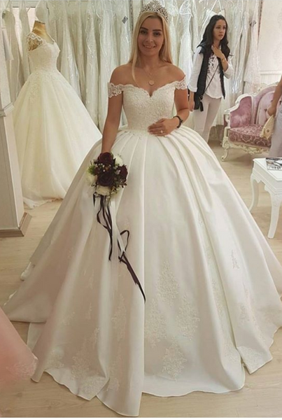 dreamy-lace-and-satin-ball-gown-wedding-dresses-off-the-shoulder-1