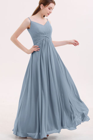 Dusty Blue Bridesmaid Dresses Long Chiffon Skirt Vestido de la dama de loveangeldress Dusty Blue Bridesmaid Dresses Long Chiffon Skirt Vestido de la dama de loveangeldress
