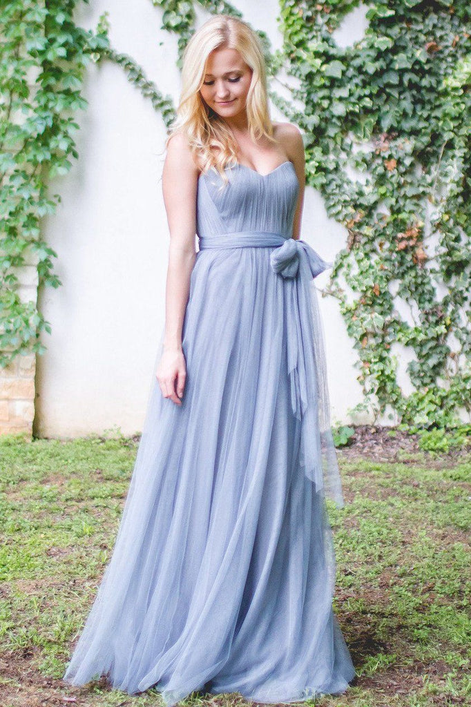 Dusty Blue Prom Evening Dresses Light Blue Formal Dresses - Lunss