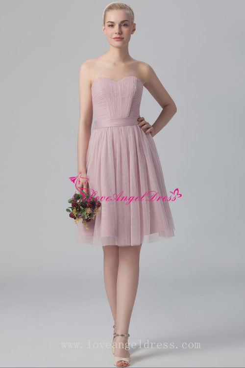 dusty-pink-a-line-tulle-short-wedding-guests-dresses-with-belt