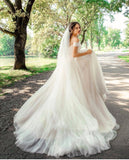 Dusty Pink Tulle Skirt Wedding Dresses Off-the-shoulder