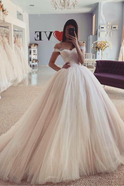 dusty-pink-tulle-skirt-wedding-dresses-off-the-shoulder