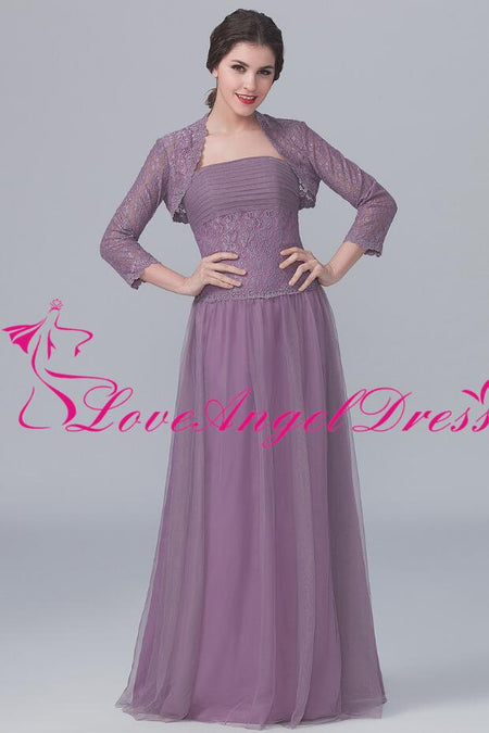 Short-sleeves Grape Chiffon Mother of the Groom Dress with Beaded Lace