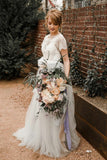 dusty-tulle-lace-short-sleeves-bridal-gown-with-sash-2