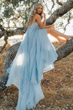 Elegant Chiffon V-neck Prom Gowns with Slit Cut Skirt