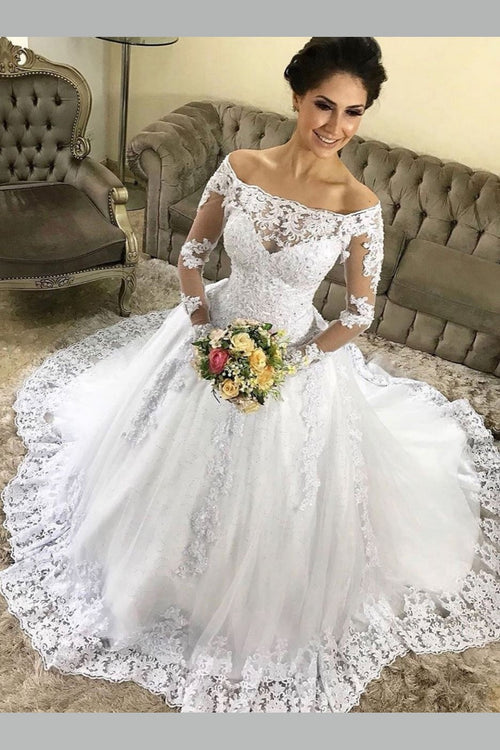 elegant-off-the-shoulder-lace-wedding-gown-long-sleeves
