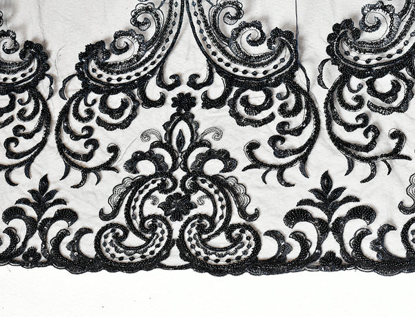 Embroidery Beaded Black Lace Fabric for Dress Handmade Diy