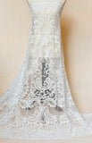 Embroidery Beaded Ivory Lace Fabric for Dress Handmade Diy Material