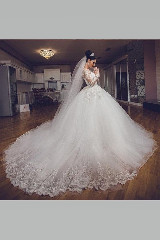 eye-catching-bride-ball-gown-wedding-dresses-lace-long-sleeves-1