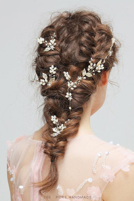 Simple Gold Flower Rhinestones Bridal Headpiece Wedding Hair Clip