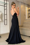 fit-flare-black-prom-dresses-with-plunging-neckline-1