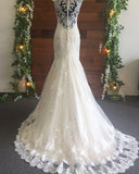 fit-flare-classic-lace-wedding-dresses-with-v-neckline-1