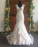 fit-flare-classic-lace-wedding-dresses-with-v-neckline-2