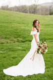fit-flare-simple-bridal-dress-with-off-the-shoulder-2