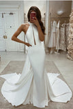 fit-flare-wedding-gown-with-high-neck-and-long-train