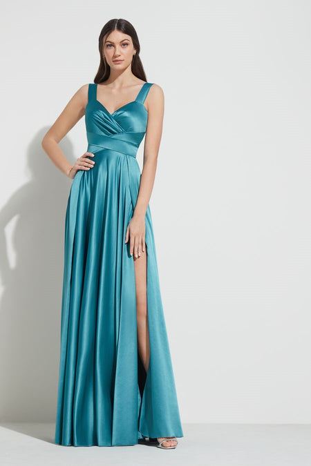 Sky-blue Hi-low Homecoming Dress with Flounced Off-the-shoulder