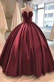 floor-length-satin-burgundy-ball-gown-evening-dresses