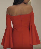 floor-length-satin-orange-red-evening-gown-flare-sleeves-1