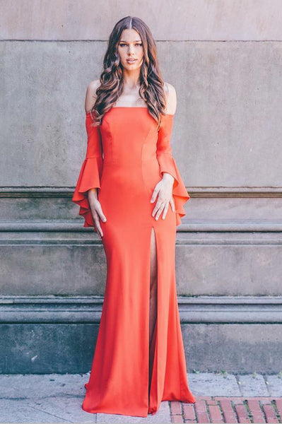 floor-length-satin-orange-red-evening-gown-flare-sleeves