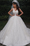 floral-lace-dresses-for-wedding-v-neckline-ball-gown-2020