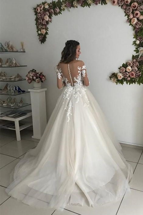 floral-lace-long-sleeves-bride-dress-tulle-skirt-1