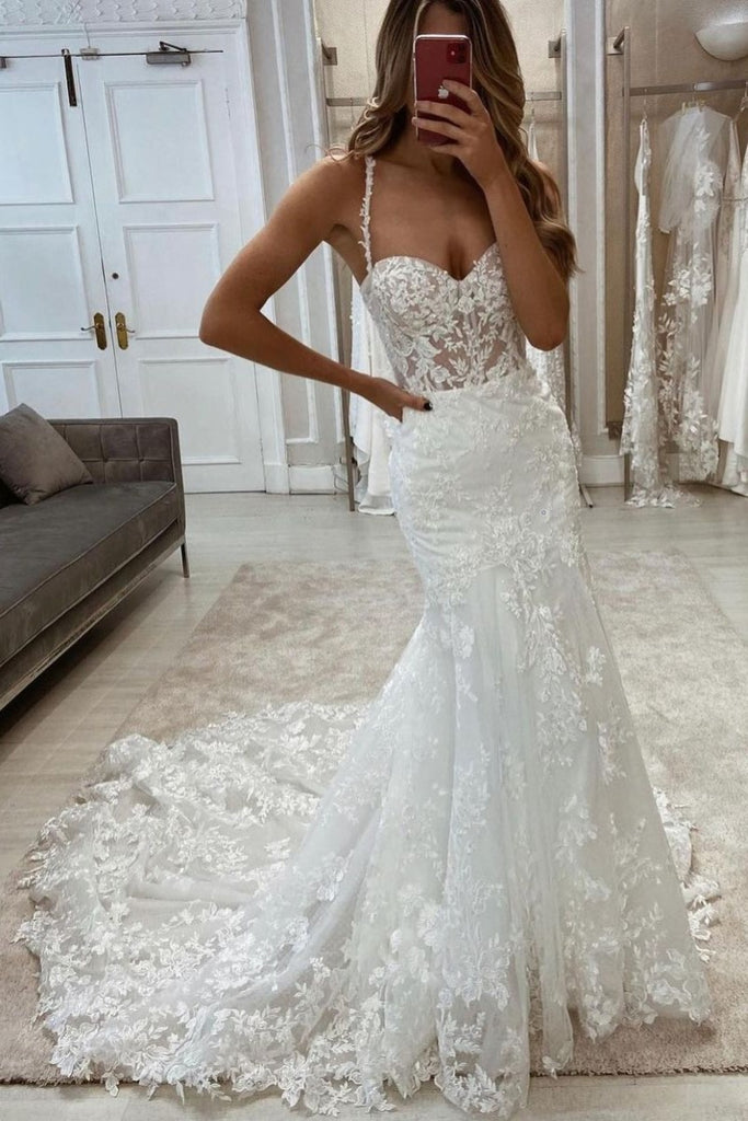Floral Lace Sheath Wedding Dress with Sheer Bodice loveangeldress Floral Lace Sheath Wedding Dress with Sheer Bodice loveangeldress