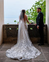 Floral Lace Wedding Dresses with V-neckline vestido de boda