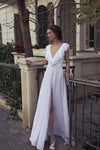 flounce-v-neckline-chiffon-boho-wedding-gown-with-cut-front