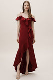 flounced-burgundy-evening-gown-spaghetti-straps-vestido-de-fiesta