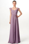 flounced-cap-sleeves-chiffon-lavender-grey-bridesmaid-dress