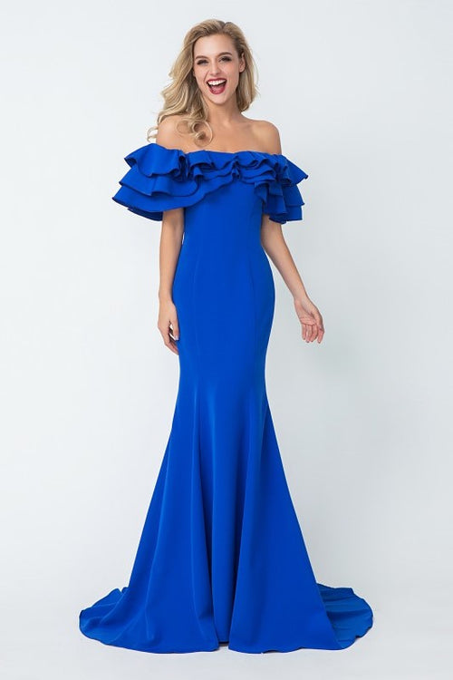 flounced-off-the-shoulder-blue-evening-dresses-with-mermaid-skirt