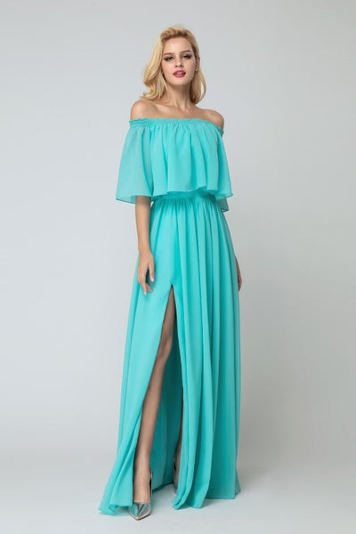 flounced-off-the-shoulder-bridesmaid-chiffon-dresses-with-side-slit