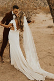 flounced-sleeves-beach-wedding-dress-v-neckline-3