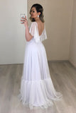 flounced-sleeves-tulle-white-wedding-dress-for-seaside-1