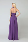 Flower High-neck Bridesmaid Dresses Purple Chiffon Skirt