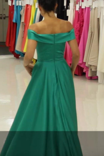 fold-off-the-shoulder-a-line-green-satin-formal-prom-gown