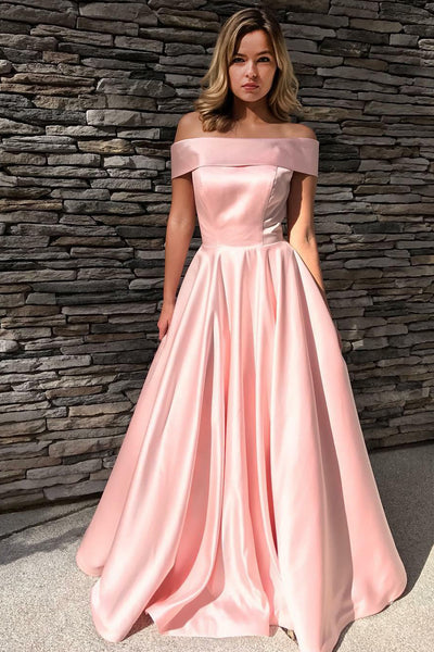 fold-off-the-shoulder-a-line-pink-satin-formal-prom-gown
